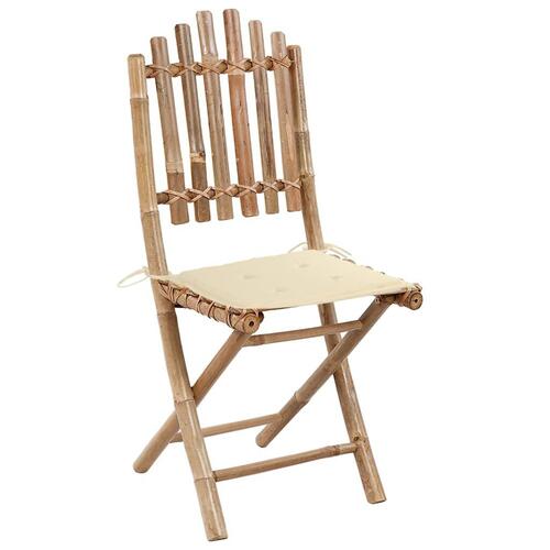 Foldbare havestole 2 stk. med hynder bambus