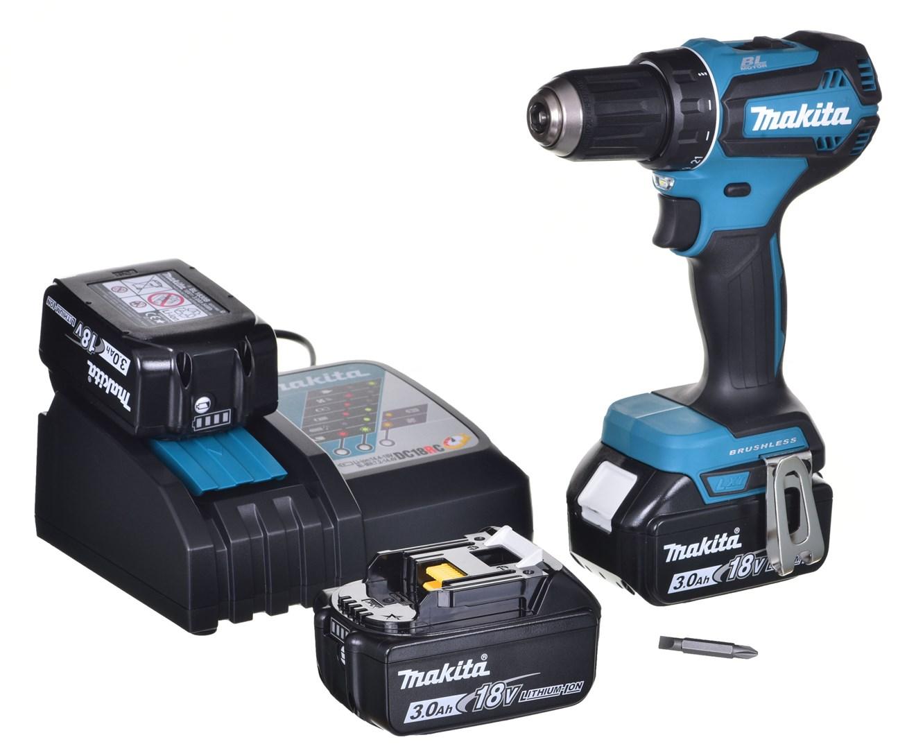 Skruemaskine Makita DDF485RF3J 18V 3,0Ah - 3 batterier billede
