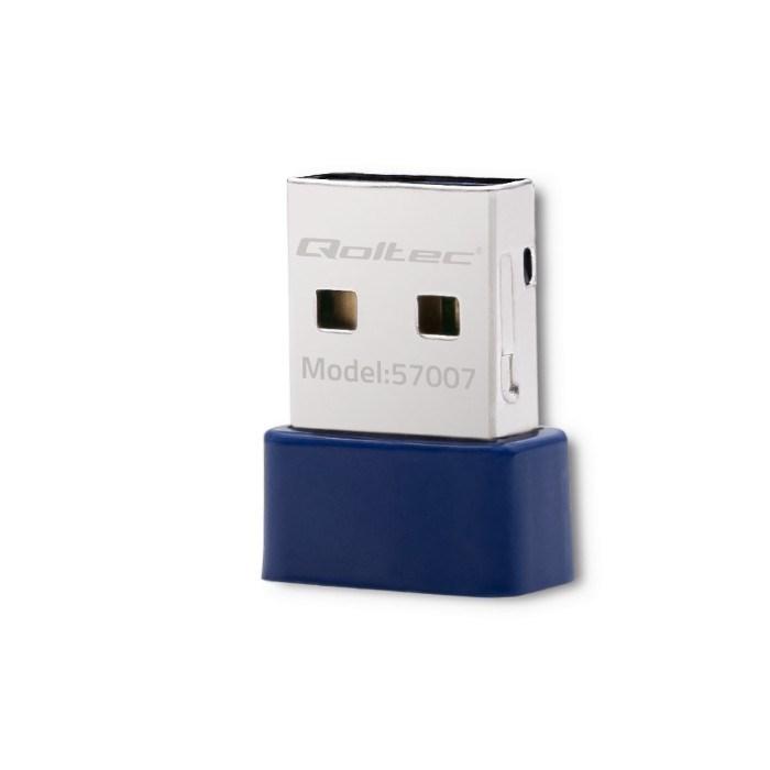 USB Wi-Fi adapter Qoltec 57007 – trådløs mini (2,4 GHz, 150 Mbit/s) billede