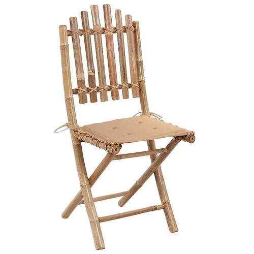 Foldbare havestole 2 stk. med hynder bambus