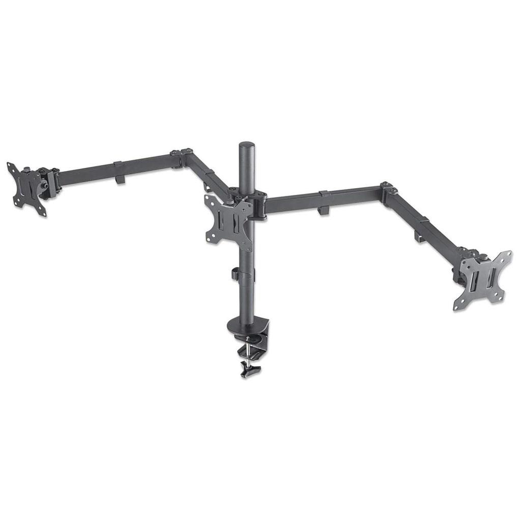 Skærmholder bord til 3 skærme - Manhattan, 10-27", klemme, VESA 75x75/100x100, maks. 7 kg pr. skærm, sort billede