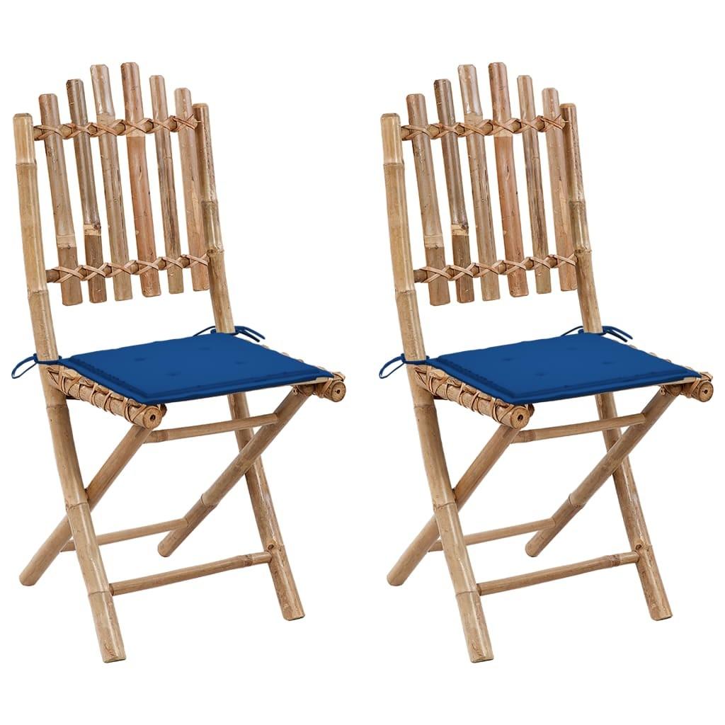 Foldbare havestole 2 stk. med hynder bambus