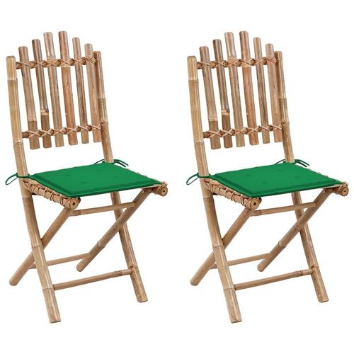Foldbare havestole 2 stk. med hynder bambus