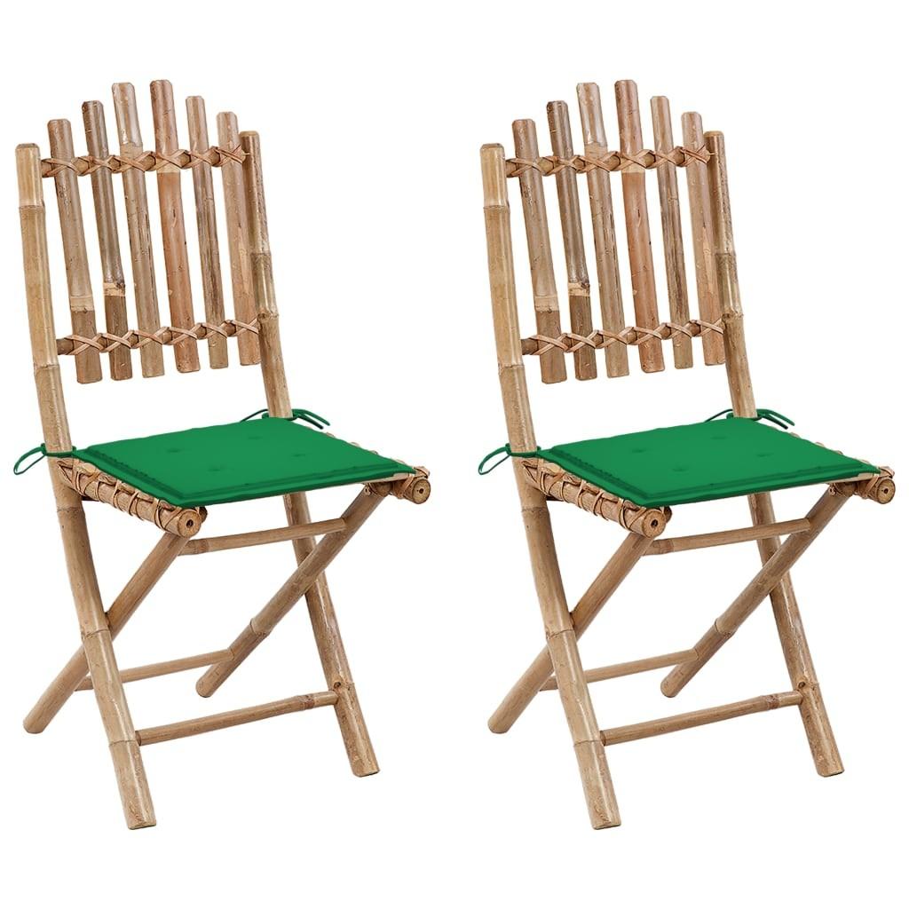 Foldbare havestole 2 stk. med hynder bambus
