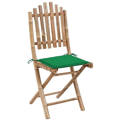 Foldbare havestole 2 stk. med hynder bambus