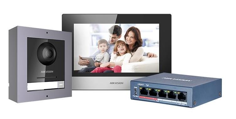 Videodørtelefon Hikvision DS-KIS602(B) - komplet sæt billede