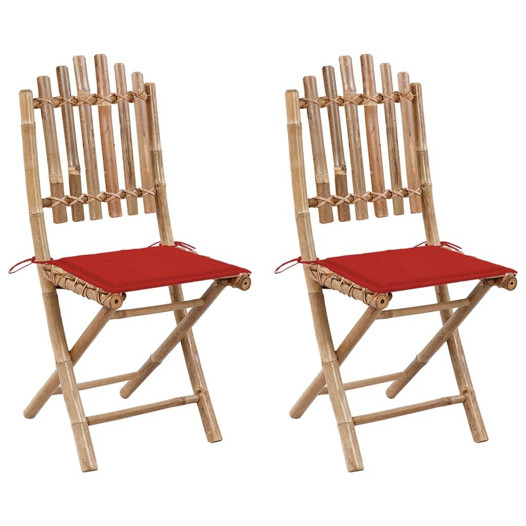 Foldbare havestole 2 stk. med hynder bambus
