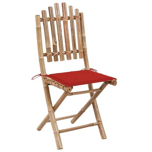Foldbare havestole 2 stk. med hynder bambus