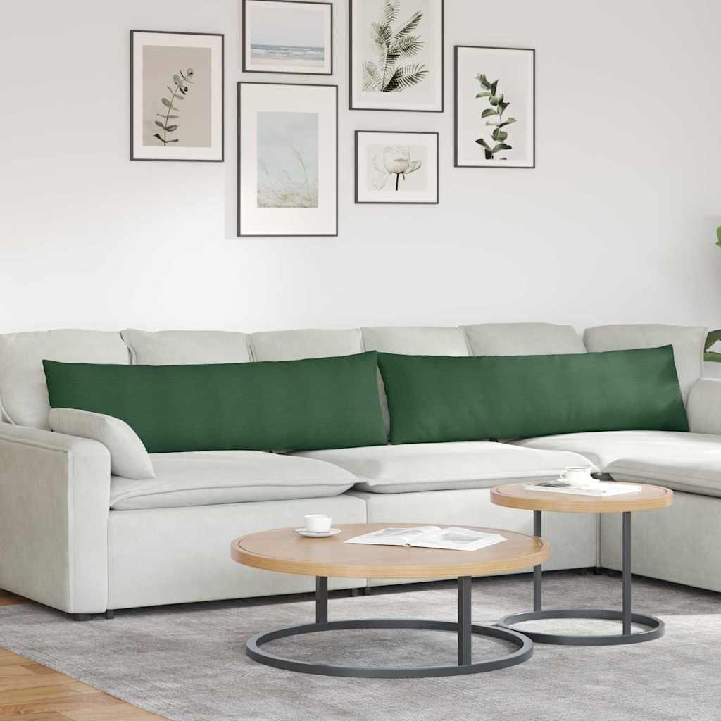 Sofapuder 2 stk Mørkegrøn 145 x 40 cm Velourstof billede