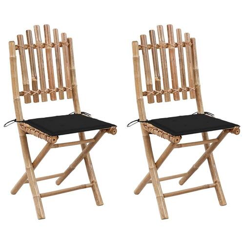 Foldbare havestole 2 stk. med hynder bambus