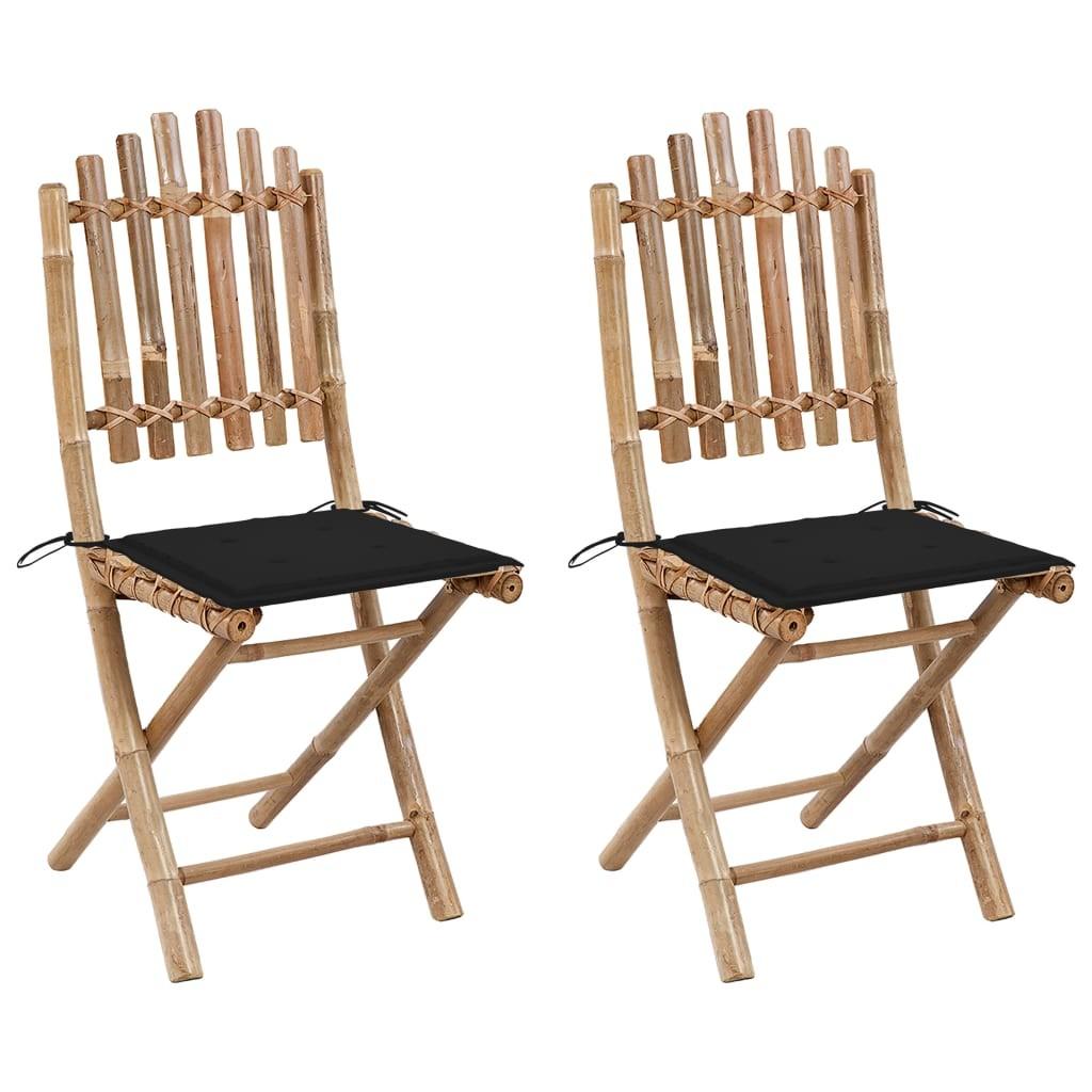 Foldbare havestole 2 stk. med hynder bambus