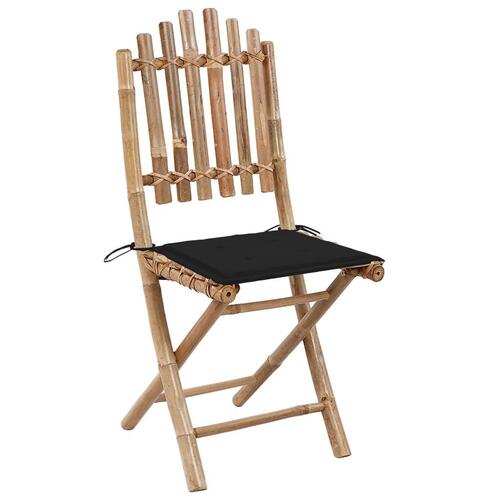 Foldbare havestole 2 stk. med hynder bambus