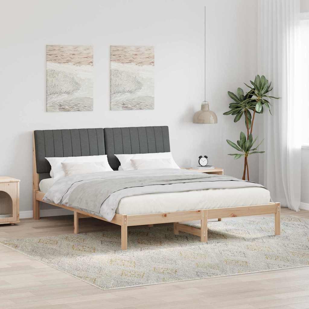 Sengestel med hovedgærde Brun 150 x 200 cm Stof billede