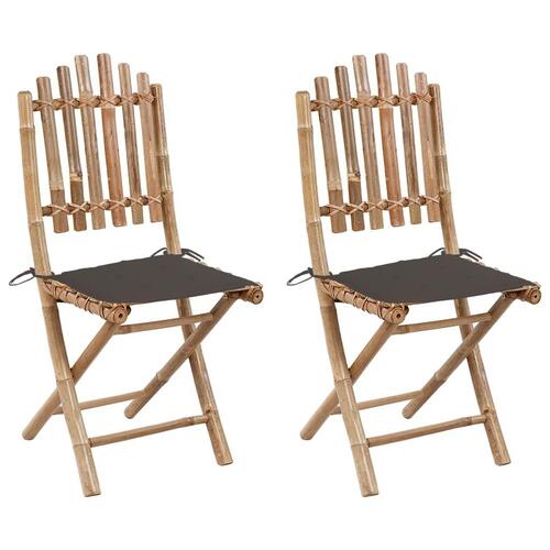 Foldbare havestole 2 stk. med hynder bambus
