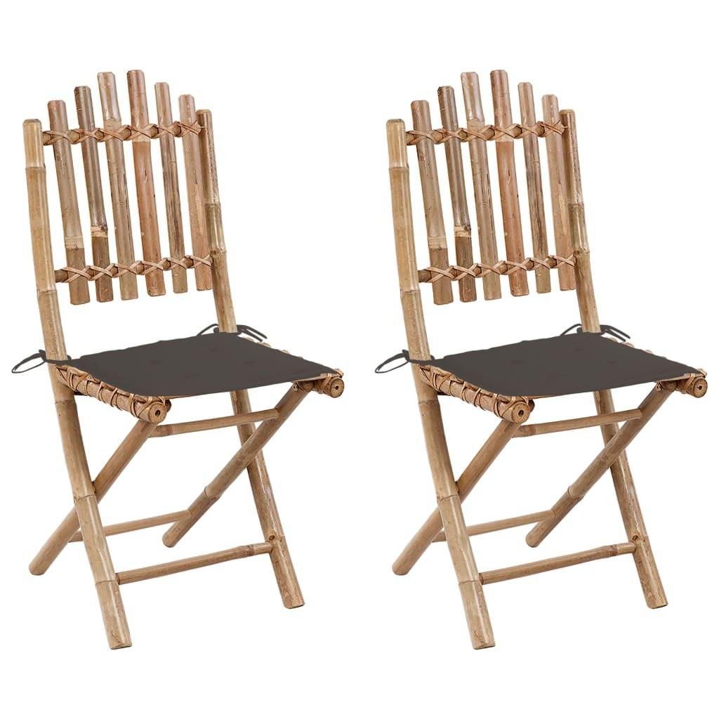Foldbare havestole 2 stk. med hynder bambus