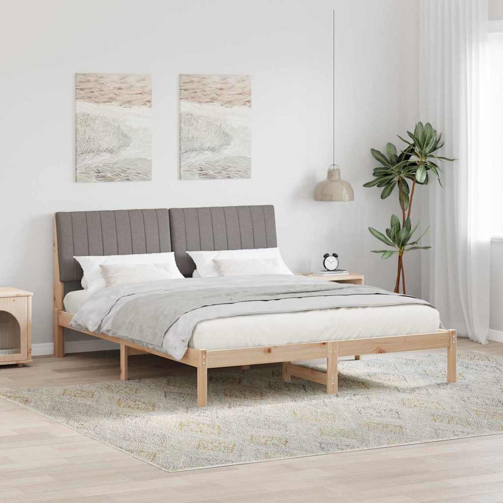 Sengestel med hovedgærde Brun 160 x 200 cm Stof billede