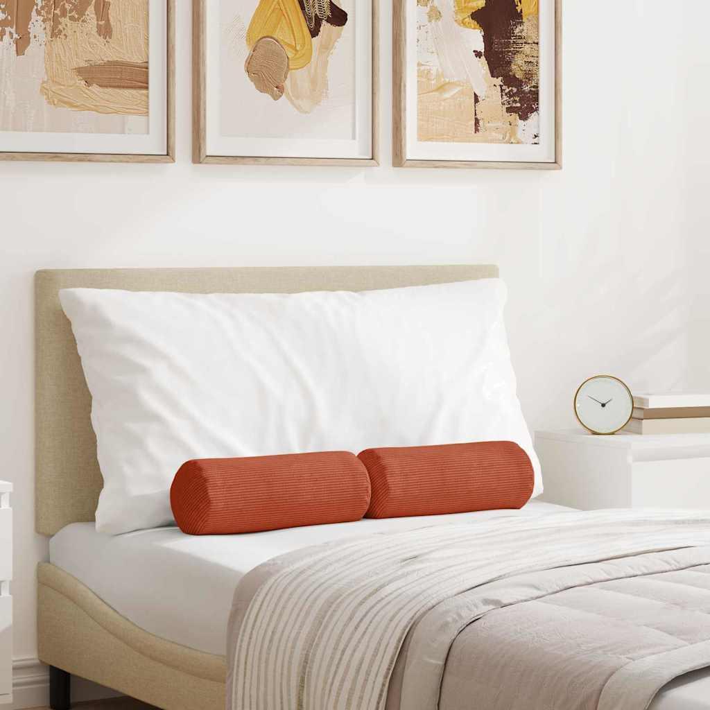 Bolsterpuder 2 stk Rød orange Ø 15 x 40 cm Velourstof billede
