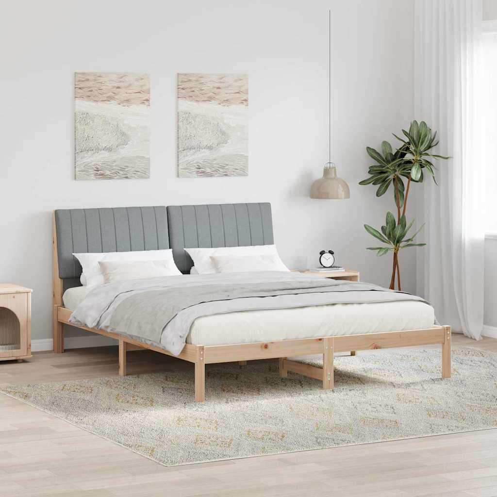 Sengestel med hovedgærde Brun 160 x 200 cm Stof billede