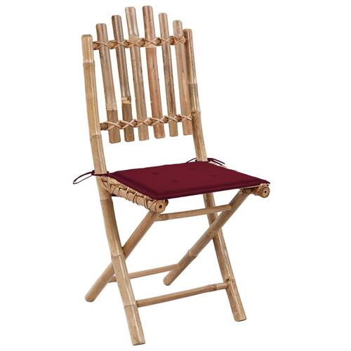 Foldbare havestole 2 stk. med hynder bambus