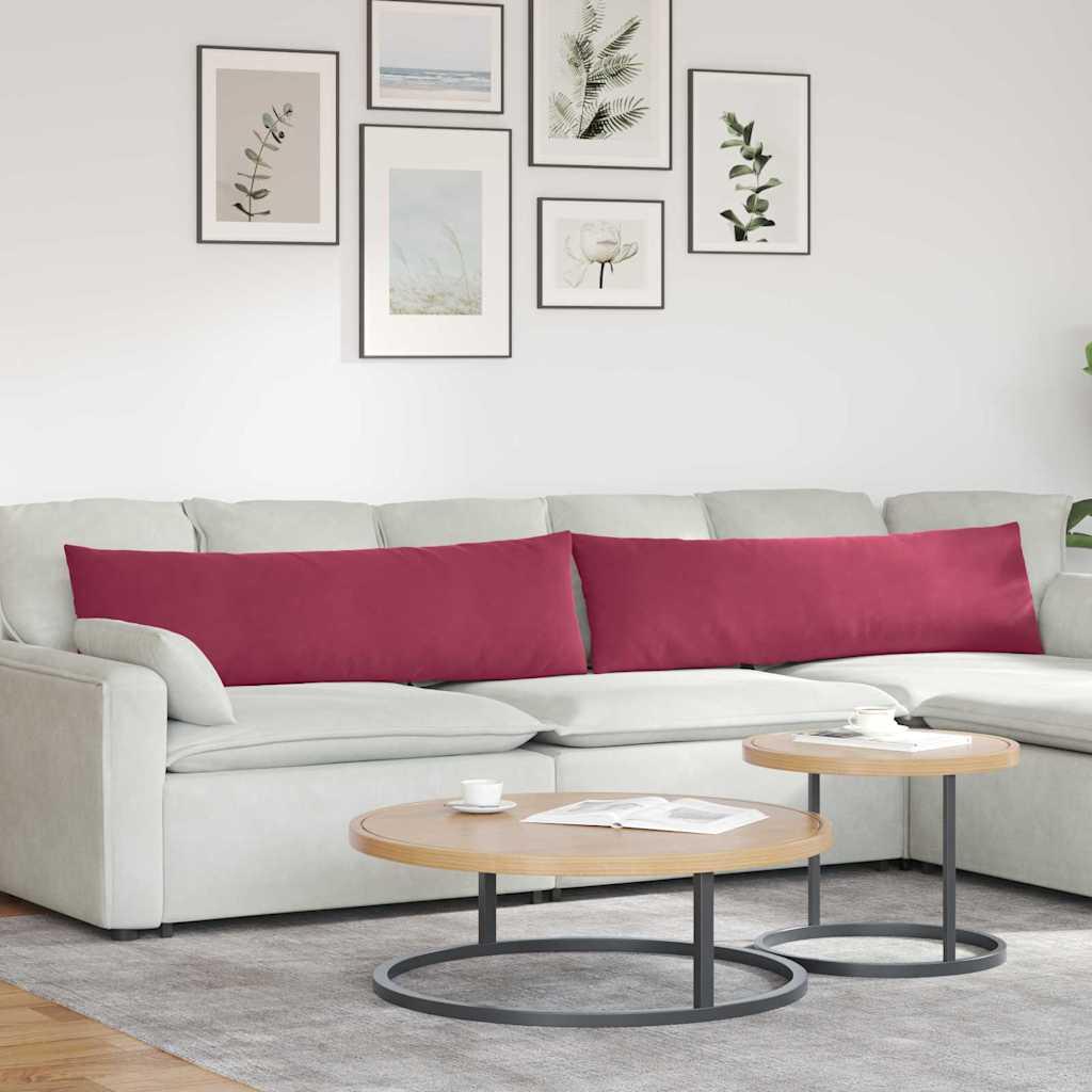 Sofapuder 2 stk Vinrød 145 x 40 cm Velourstof billede