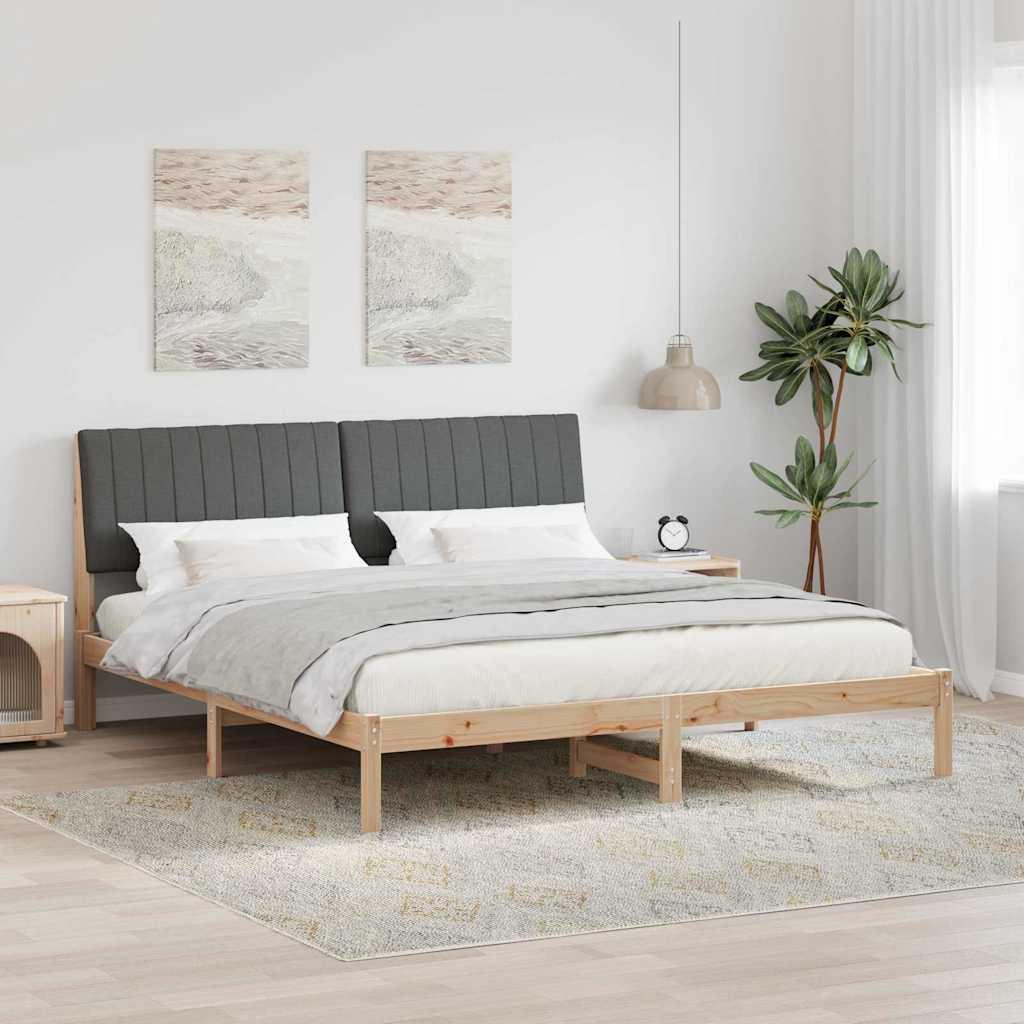 Sengestel med hovedgærde Brun 180 x 200 cm Stof billede