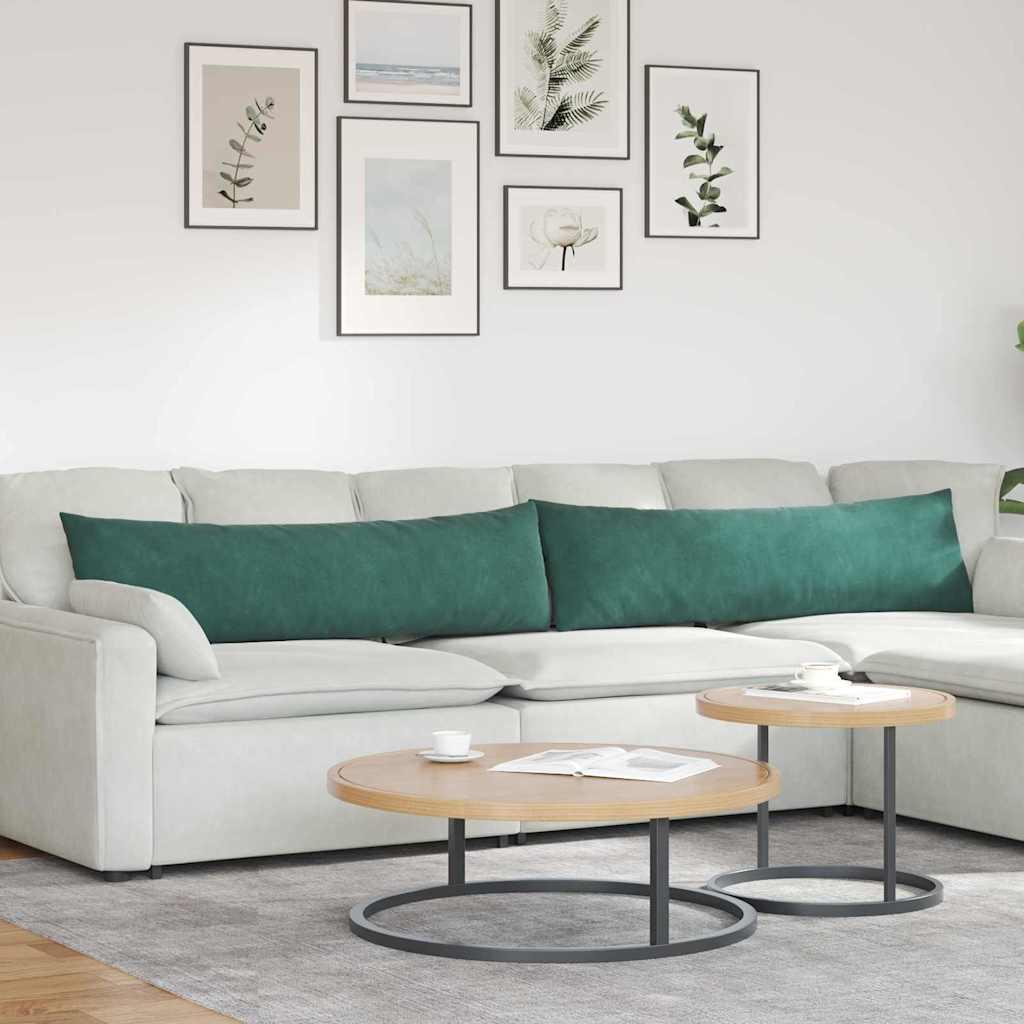 Sofapuder 2 stk Mørkegrøn 145 x 40 cm Velourstof billede