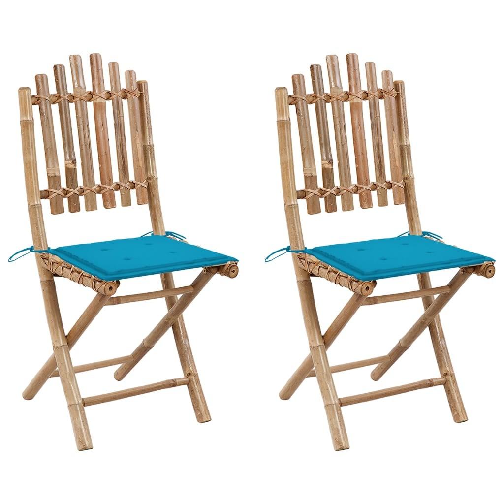 Foldbare havestole 2 stk. med hynder bambus
