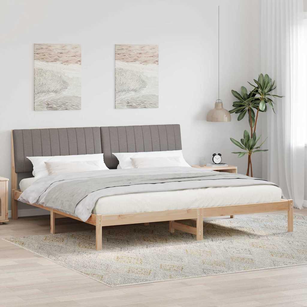 Sengestel med hovedgærde Brun 200 x 200 cm Stof billede