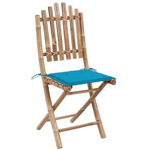 Foldbare havestole 2 stk. med hynder bambus