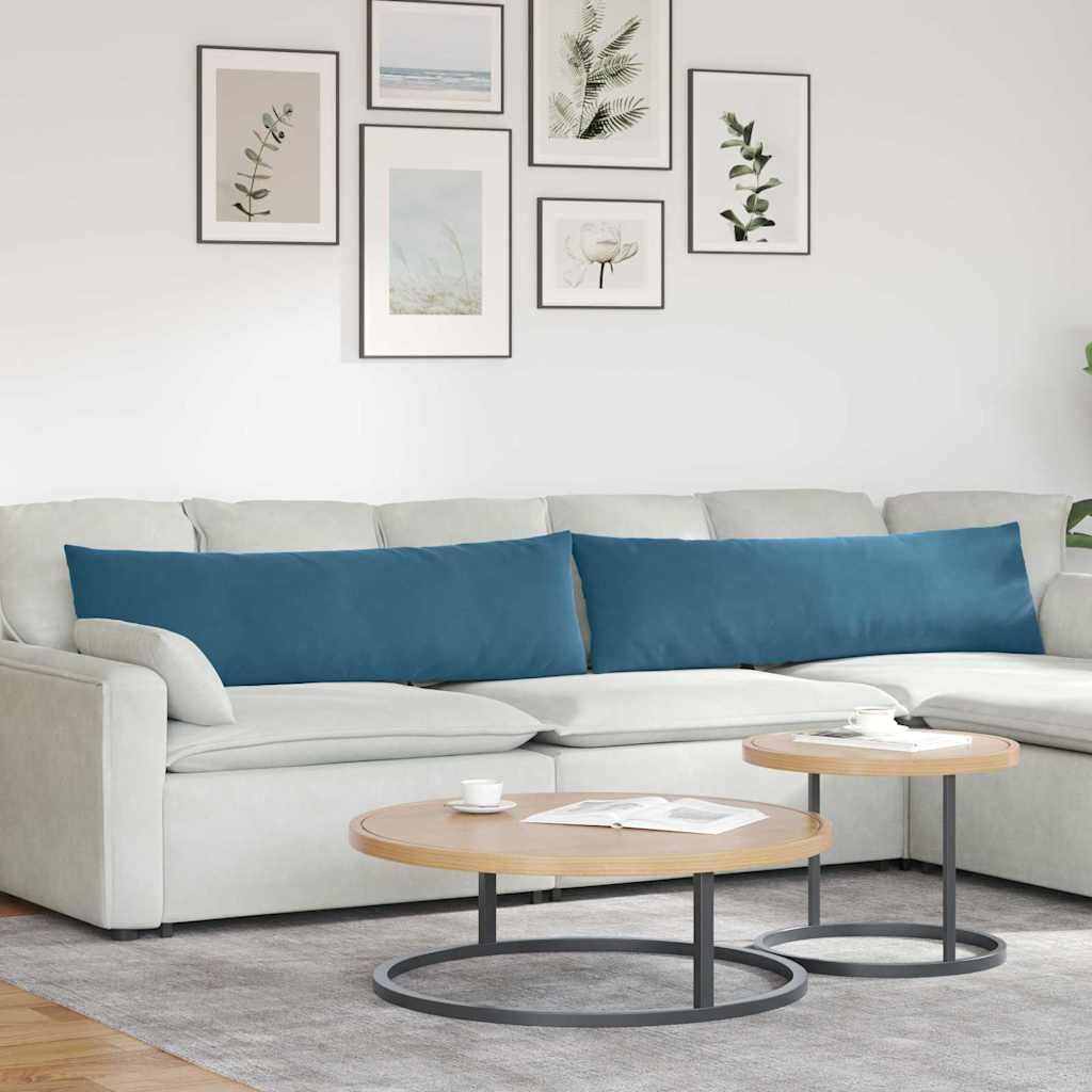 Sofapuder 2 stk Blå 145 x 40 cm Velourstof billede