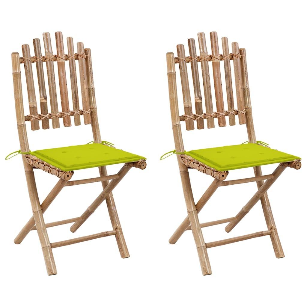 Foldbare havestole 2 stk. med hynder bambus