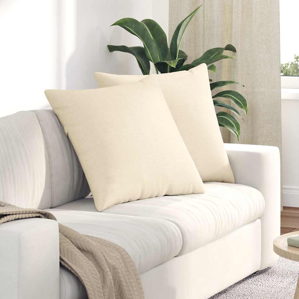 Sofapuder 2 stk Creme 80 x 80 cm Velourstof billede