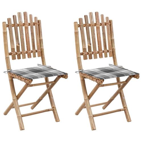 Foldbare havestole 2 stk. med hynder bambus