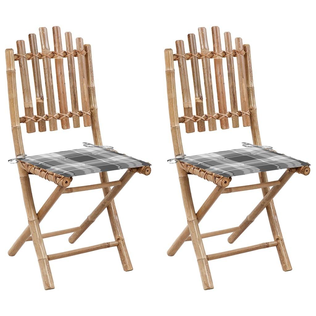 Foldbare havestole 2 stk. med hynder bambus