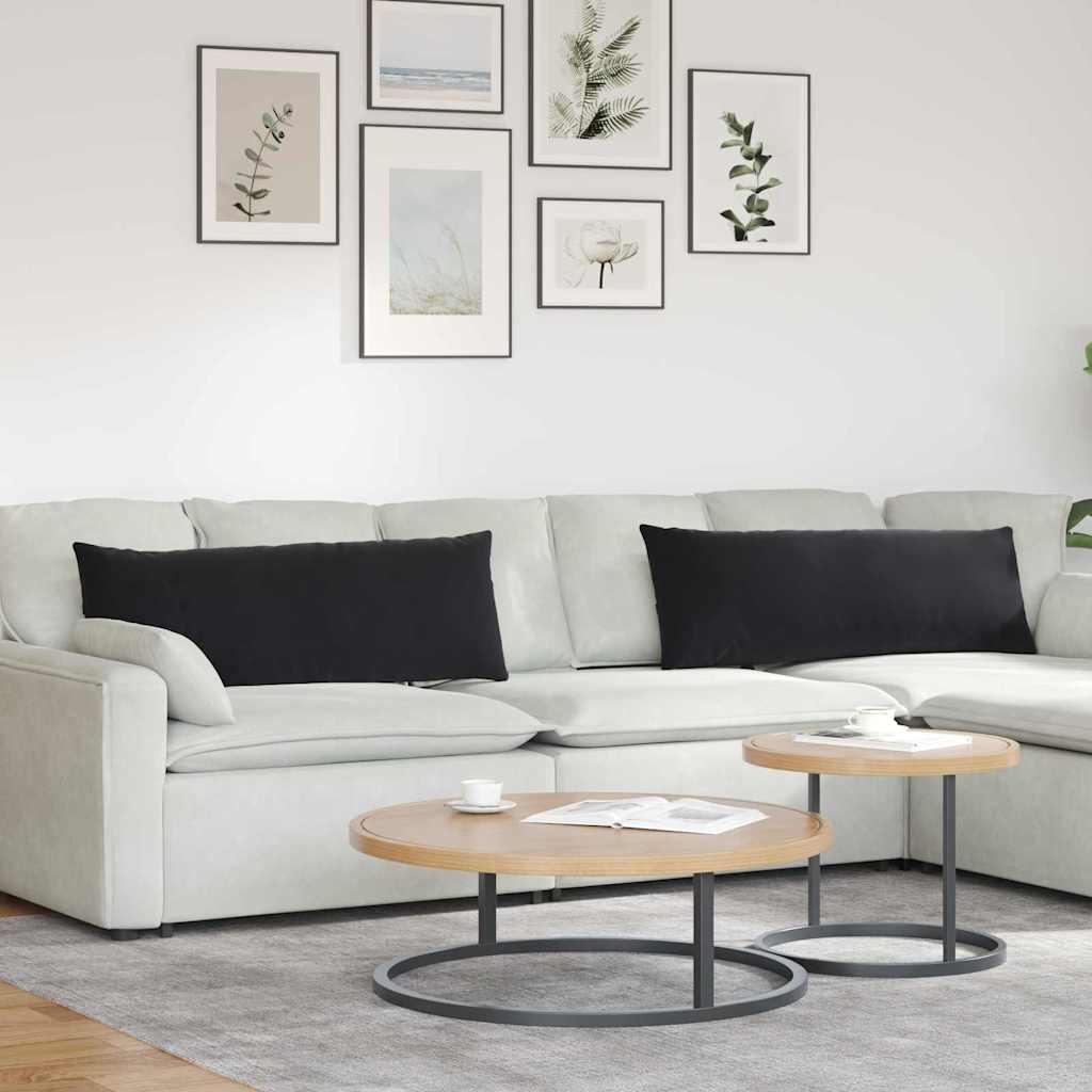 Sofapuder 2 stk Sort 120 x 40 cm Velourstof billede