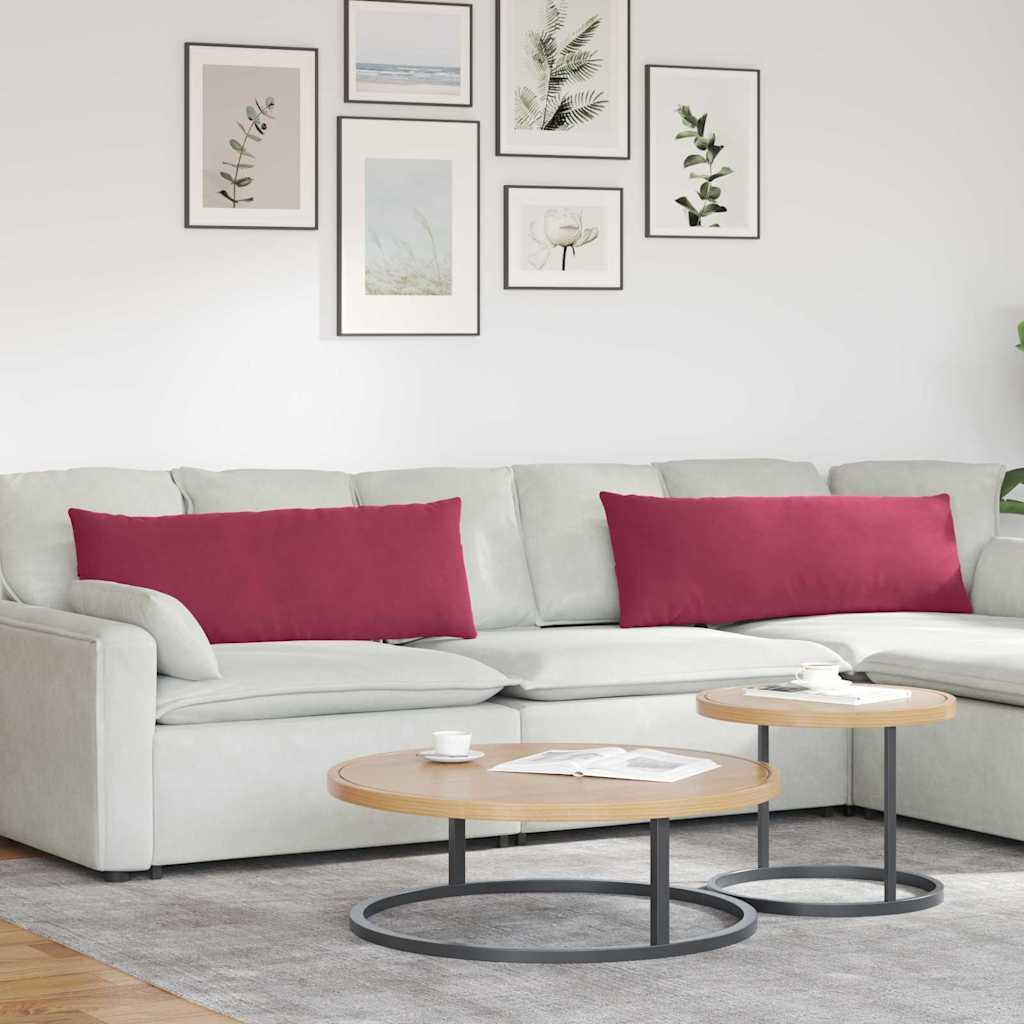 Sofapuder 2 stk Vinrød 120 x 40 cm Velourstof billede