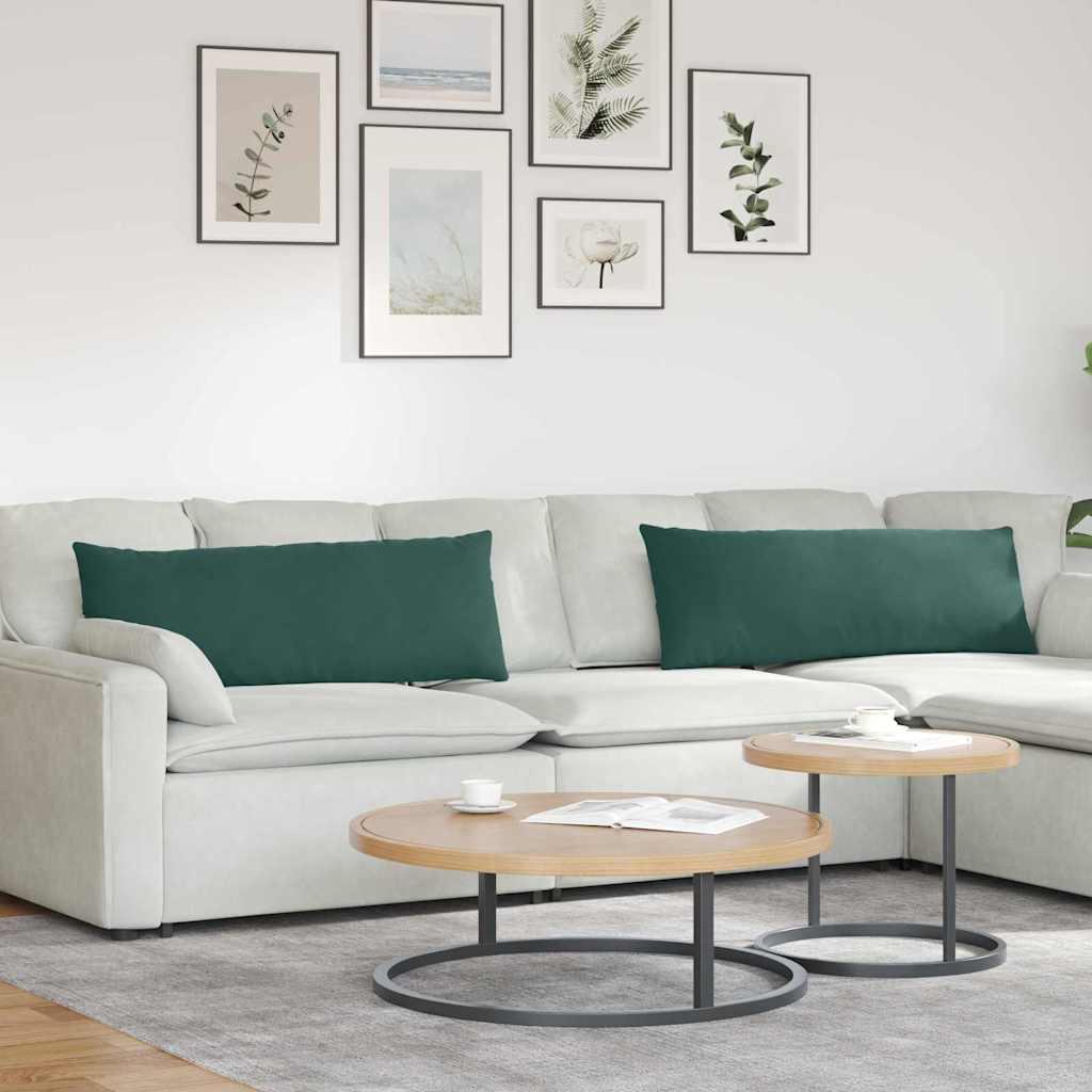 Sofapuder 2 stk Mørkegrøn 120 x 40 cm Velourstof billede