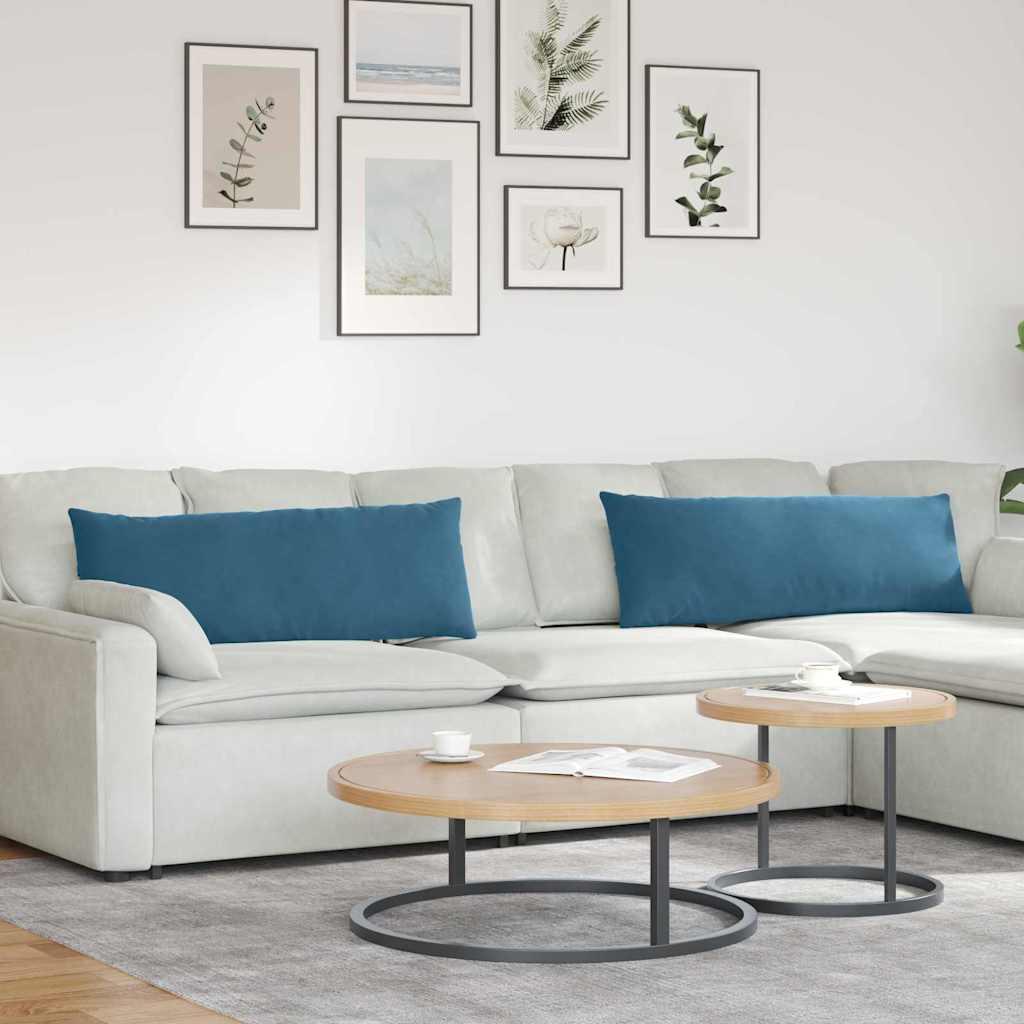 Sofapuder 2 stk Blå 120 x 40 cm Velourstof billede