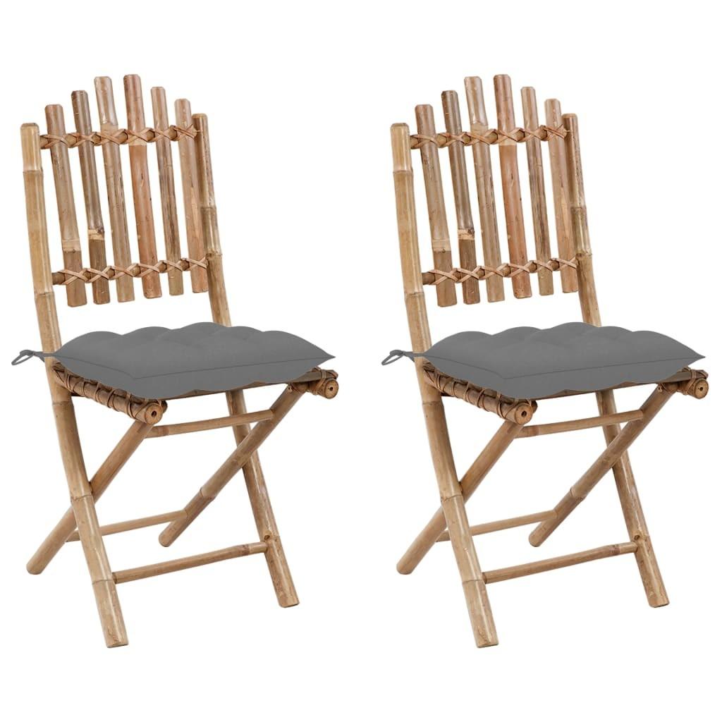 Foldbare havestole 2 stk. med hynder bambus