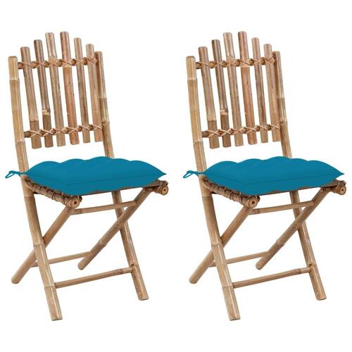 Foldbare havestole 2 stk. med hynder bambus