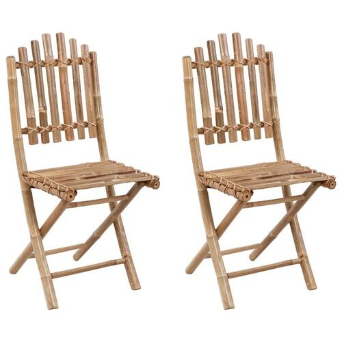 Foldbare havestole 2 stk. med hynder bambus