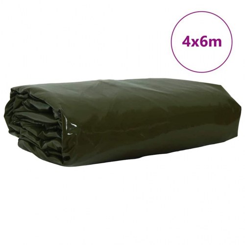 Presenning 650 g/m² - olivengrøn 4 × 6 m i lærred med PVC-belægning