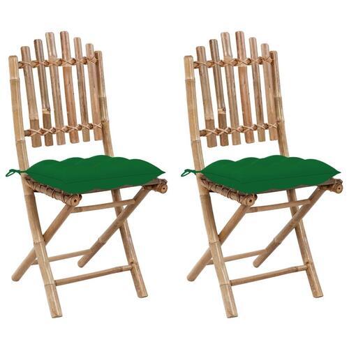 Foldbare havestole 2 stk. med hynder bambus