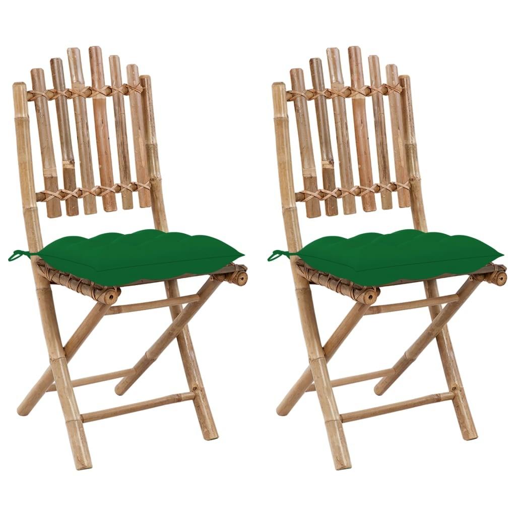 Foldbare havestole 2 stk. med hynder bambus