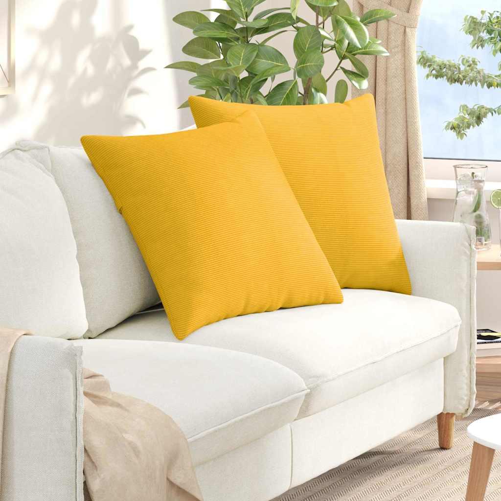 Sofapuder 2 stk Lys Gul 60 x 60 cm Velourstof billede