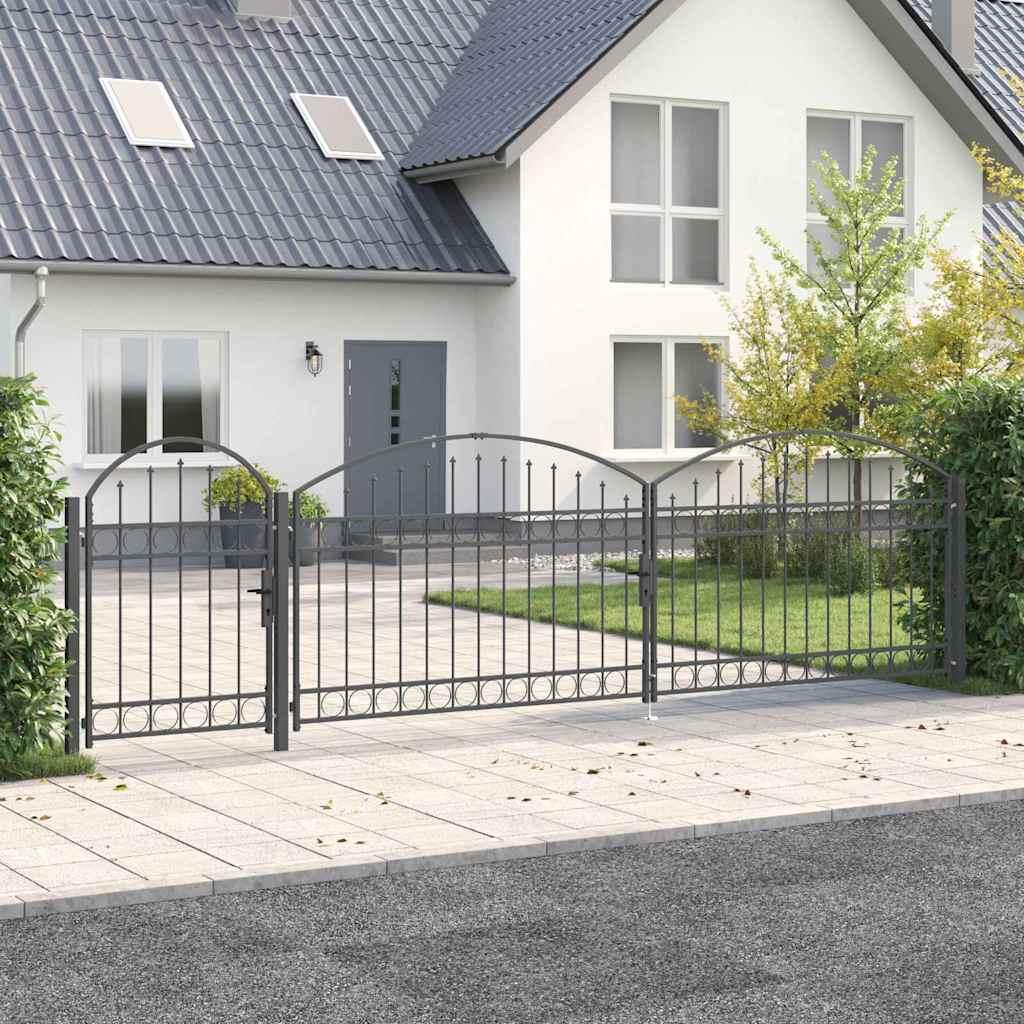 Hegnslåge med buet top Grå 500 x 100 cm Stål billede