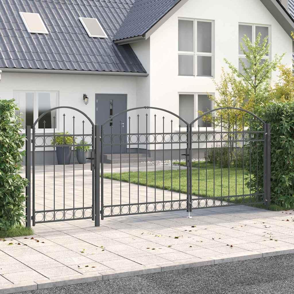 Hegnslåge med buet top Grå 400 x 100 cm Stål billede
