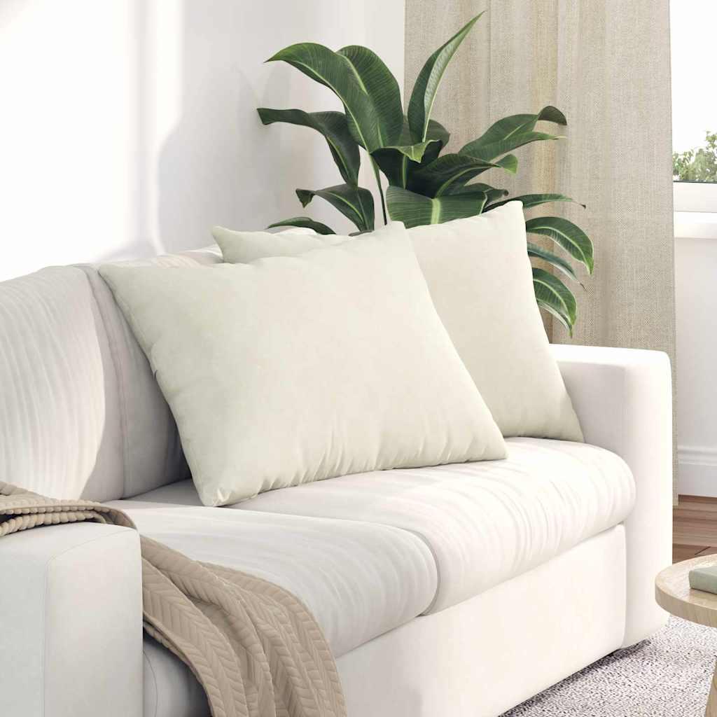 Sofapuder 2 stk Creme 70 x 50 cm Velourstof billede