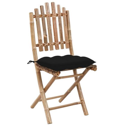 Foldbare havestole 2 stk. med hynder bambus