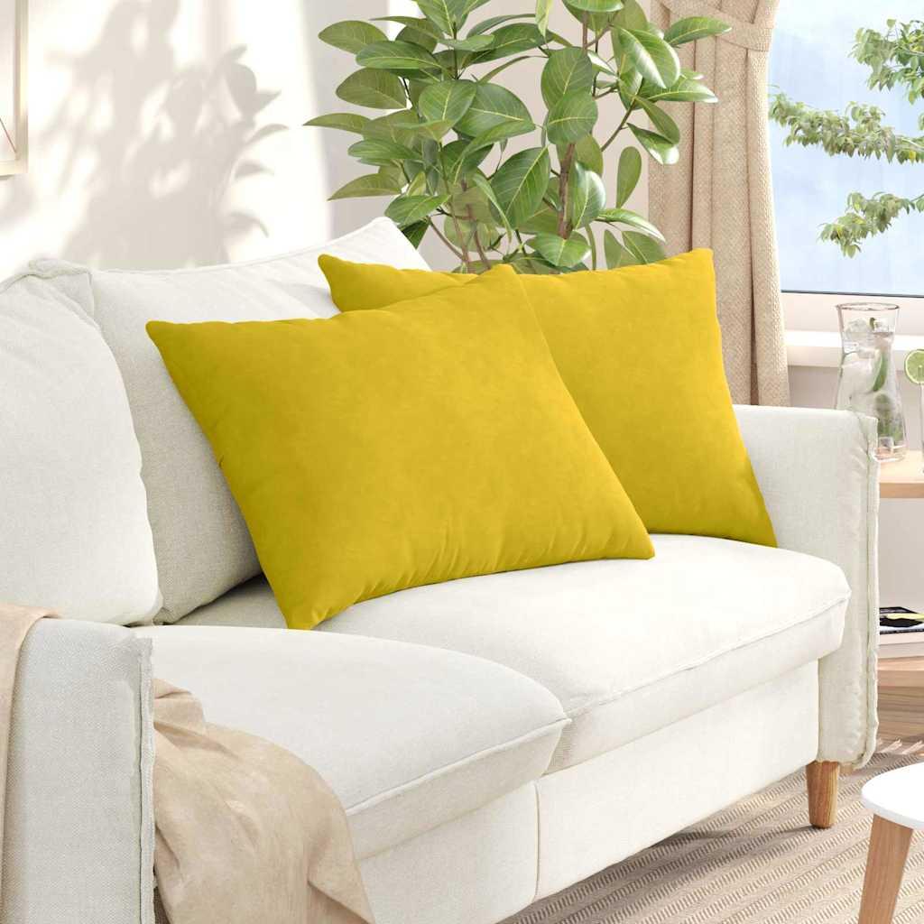 Sofapuder 2 stk Gul 70 x 50 cm Velourstof billede